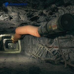 Подвесной шахтный вентилятор местного проветривания FBD с вентиляционным рукавом в выработке